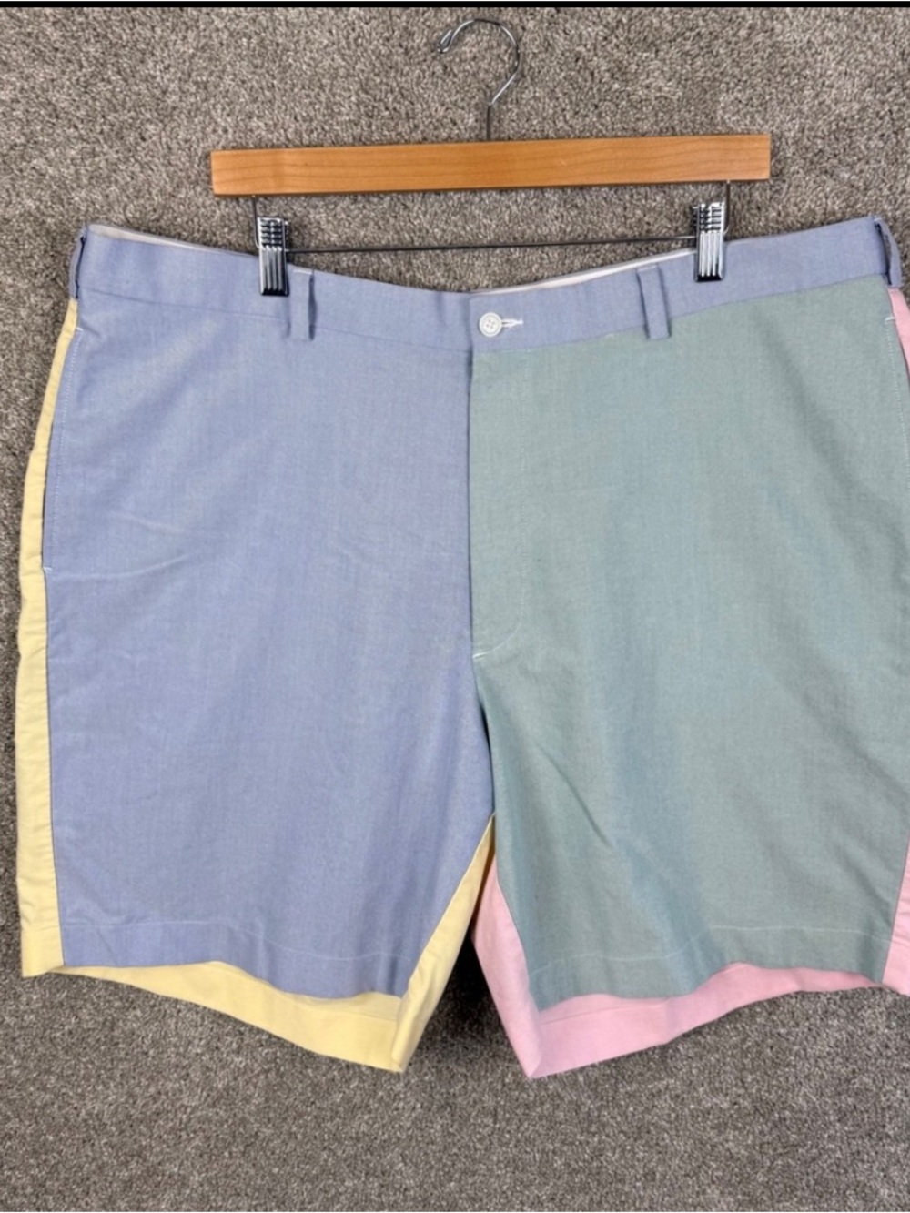 Brooks Brothers Colorblock Flat Front Men's Shorts - Light Blue, Sage, Pink